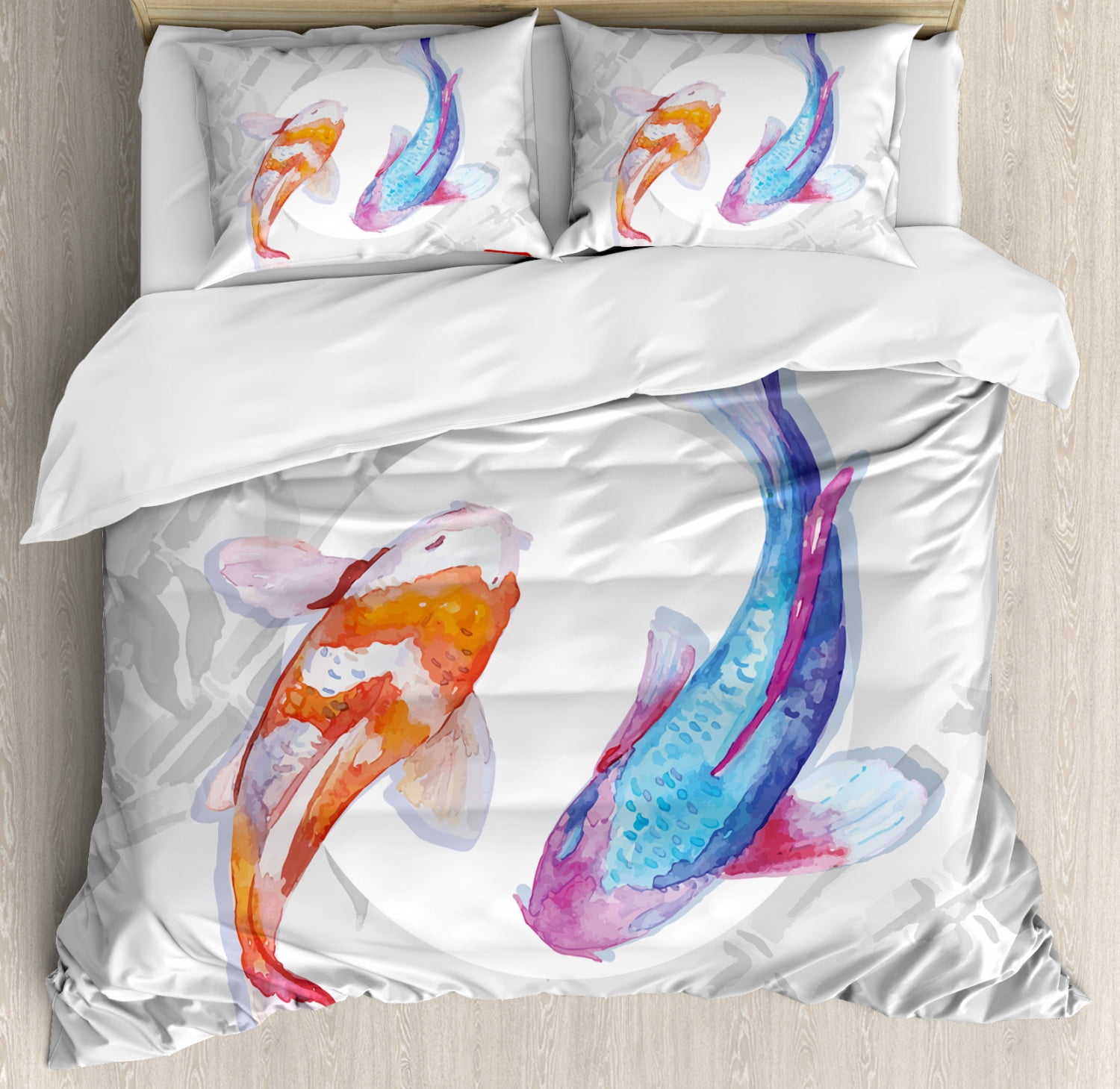 Pattern Print Koi Fish Duvet Cover Bedding Set
