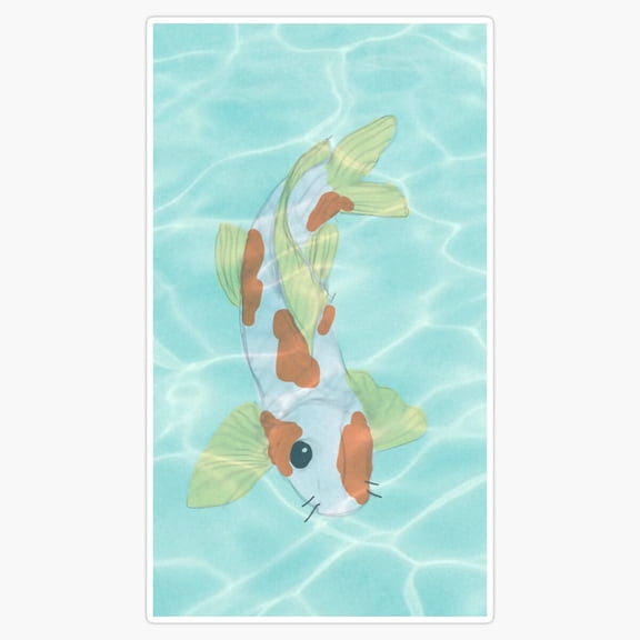 Koi Fish Elegance Fluid Motion Oriental Botanical Emblem Vinyl Sticker