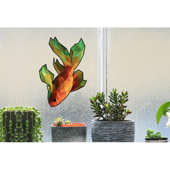 Koi Fish Fishes Animal Vinyl Stained Glass Film Static Cling Window Waterproof Decal for Girls Boys Kids Room Bedroom Nursery House Fun Home Decor Stickers Wall Art Vinyl Decoration (10x8 inch)