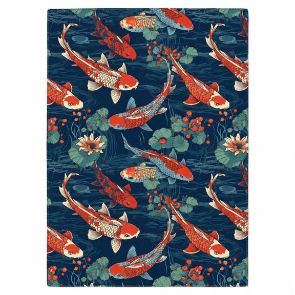 Koi Fish Fleece Blanket, 3D Print Polyester Throw Blanket