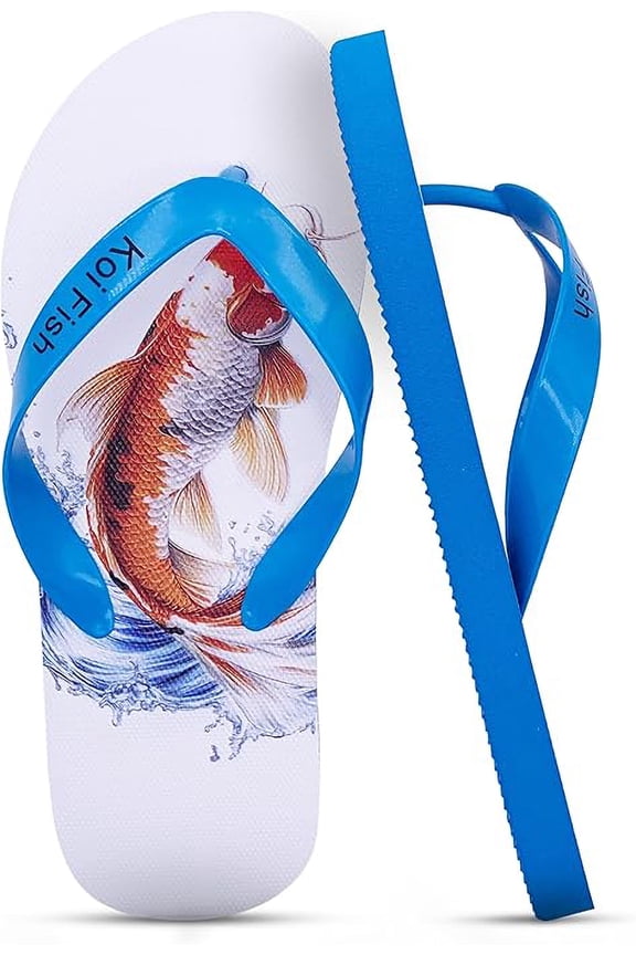 Koi Fish Flip Flops Casual slippers for Indoor and Outdoor – (7-8 One Size)