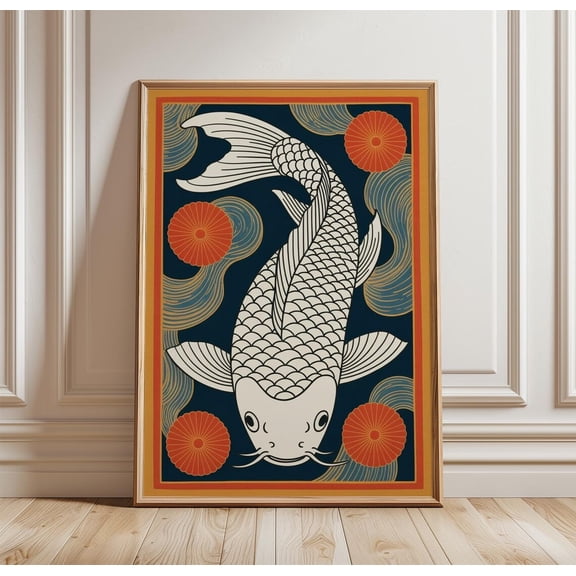 Koi Fish Japanese Pond Traditional Ocean Wall Art Decor Unframed Paper Print