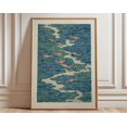 thumbnail image 1 of Koi Fish Japanese River Blue Teal Wall Art Print, Unframed Paper Poster 24x36in, 1 of 4