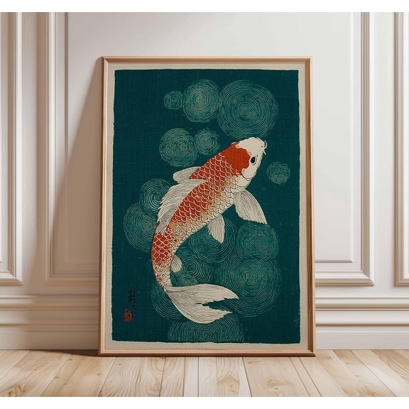 Koi Fish Japanese Style Red Goldfish Minimalist Ocean Zen Unframed Paper Print