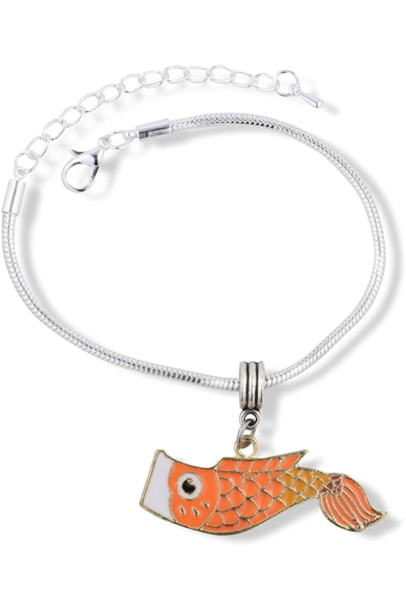Koi Fish Jewelry | Stainless Steel Snake Chain Charm Bracelet Gift for Koi Pond Owners