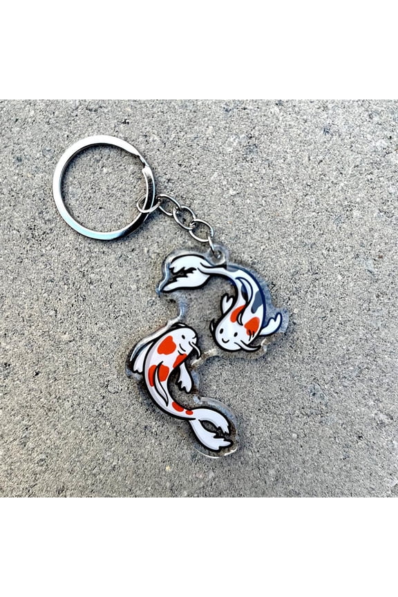 Koi Fish Keychain | Cute Acrylic Keychain | Cute fish keychain | koi fish swimming | pet koi fish keychain | kawaii animals keychain