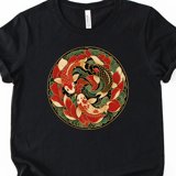 Koi Fish Lotus Circle Japanese Pond Graphic T Shirt Bella Unisex ...