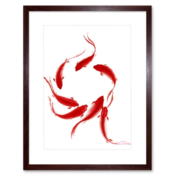 Koi Fish Painting Art Print Framed Poster Wall Decor 9x7 inch