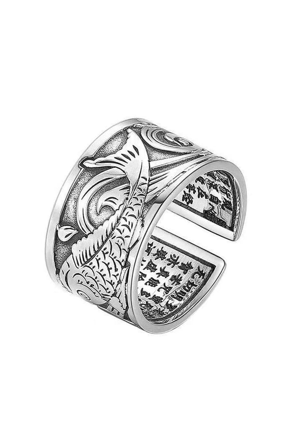 Koi Fish Pattern Design Opening Ring Fashion Minority Charm Wear Ring Women And Jewelry Men N8N6
