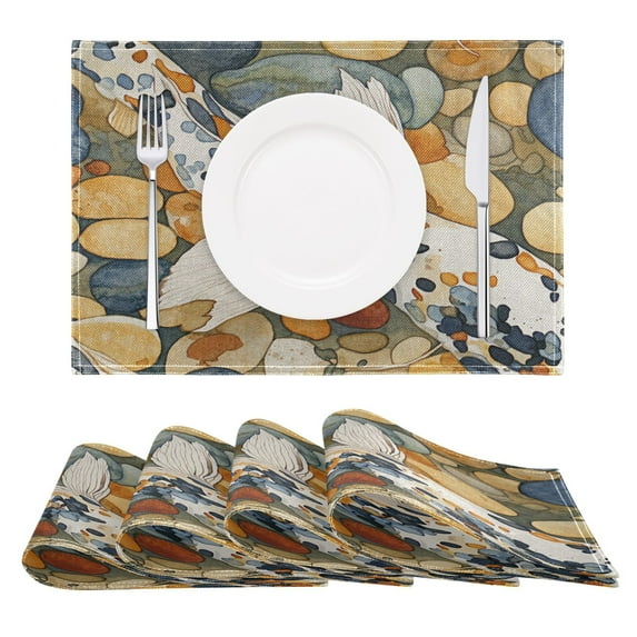 Koi Fish Pattern Reversible Placemat Non Slip Coffee Mat 18x12 Inch for Dining, Kitchen, Coffee