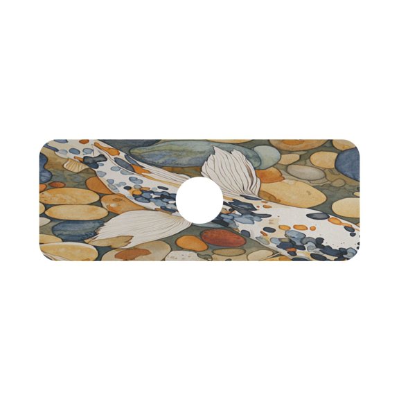 Koi Fish Pattern Single Compact Faucet Drying Pad 14.7x5.4in Absorbent Mat for Small Sinks, Vanity Countertops