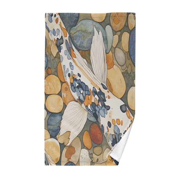 Koi Fish Pattern Hand Towel Cotton 16x28 in Soft Absorbent Quick Dry Bath Face Towel