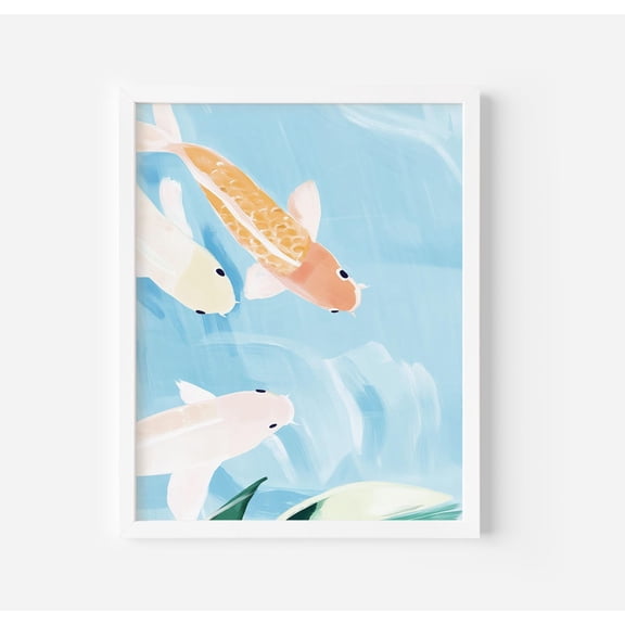 Koi Fish Pond Art Poster Zen Japanese Wall Decor , Acrylic, Unframed Poster Size 12x18 F03.1.19l682