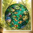 Koi Fish Pond Japanese Stained Glass Window Hanging Garden Decor Gift ...