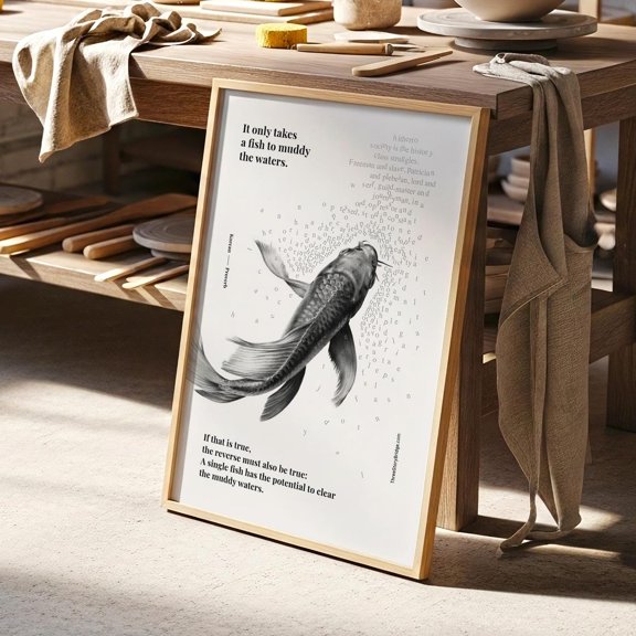 Koi Fish Psychology Quote Wall Art Decor Unframed Paper Print