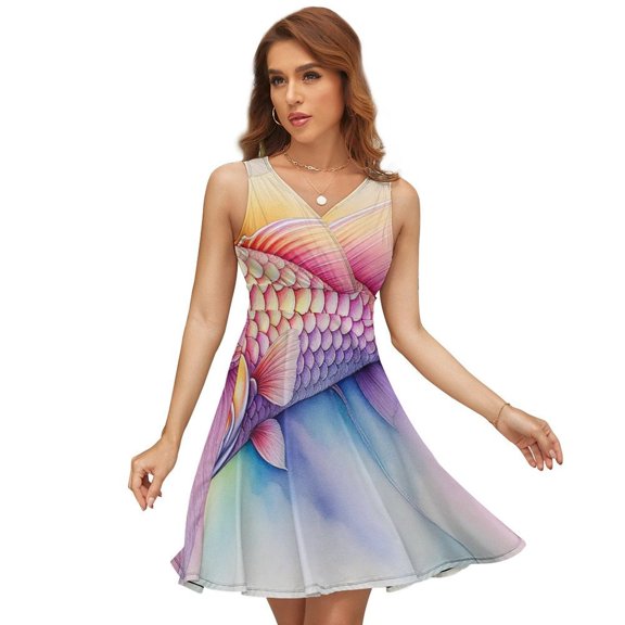 Koi Fish Red Sundress Sleeveless Dress Summer Women Clothes Dress for Women Dresses