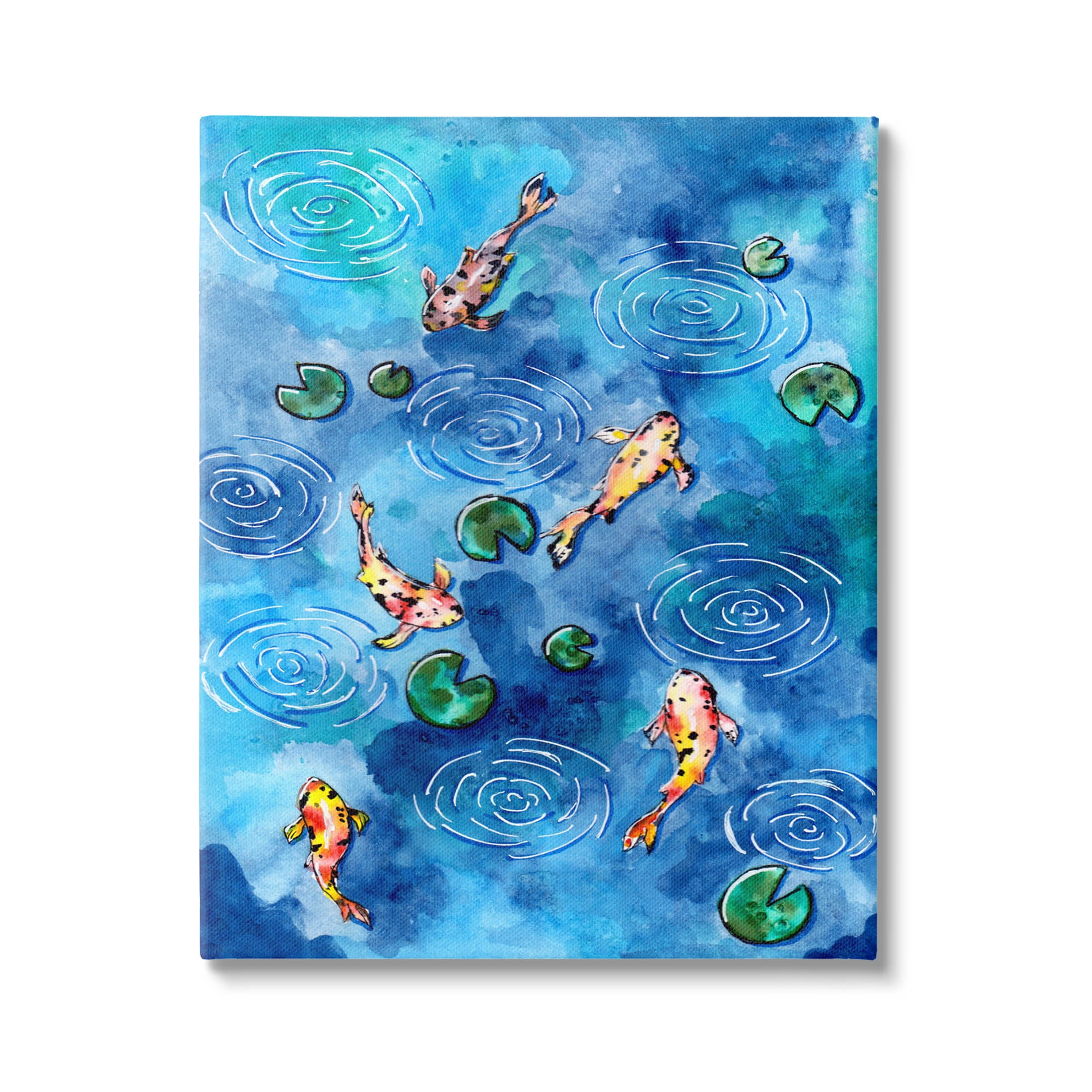 Large Blue and Green Koi Fish Canvas Wall Art