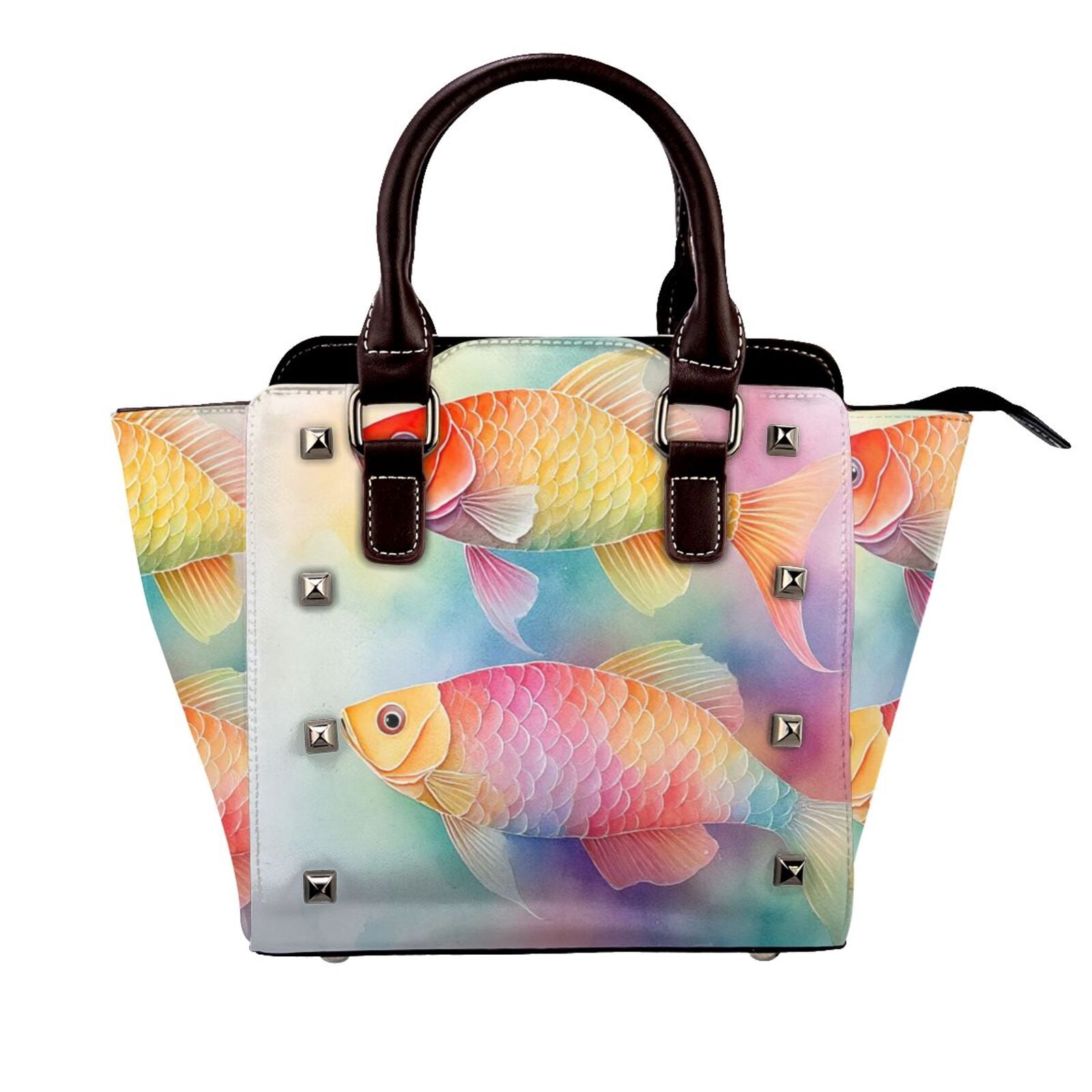 Fish Handbag Koi Fish Rivet Fashion One-Shoulder Women's Handbag Tote Bag - Walmart.com