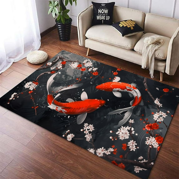 Koi Fish Rug 1.5x2.5 ft = 50x75 cm Washable Rug