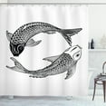 thumbnail image 1 of Koi Fish Shower Curtain, Illustration of Two Japanese Carps Symbol of Love Friendship and Prosperity, Fabric Bathroom Set with Hooks, 69W X 75L Inches Long, Black and White, by Ambesonne, 1 of 3
