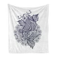 thumbnail image 1 of Koi Fish Soft Flannel Fleece Throw Blanket, Koi Carp Fish Hand-drawn in Dark Blue with a Lotus Flower Mandala Print, Cozy Plush for Indoor and Outdoor Use, 50" x 70", Indigo and White, by Ambesonne, 1 of 6