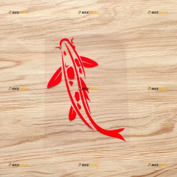 Koi Fish Sticker Decal Vinyl Japan Japanese JDM - Red 5" - Fit for Honda Toyota Mazda Subaru Nissan Car Truck