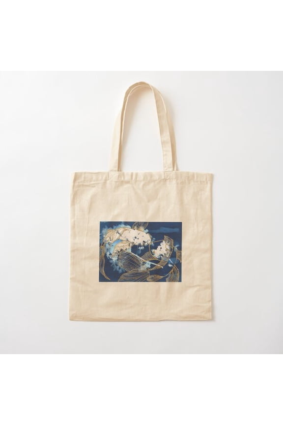Koi Fish Style 002 Canvas Tote Bags, Reusable Shopping Bag