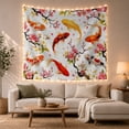 thumbnail image 1 of Koi Fish Swimming Among Cherry Blossoms with Pink Petals, Serene Japanese Inspired for Zen Decor Enthusiasts, Asian Wall Art, Housewarming Gift, Tapestry Wall Hanging for Bedroom and Living Room, 1 of 6