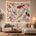 thumbnail image 1 of Koi Fish Swimming Among Cherry Blossoms in a Pond, Serene Japanese Inspired for Nature Lovers, Asian Art Decor, Housewarming Gift Tapestry Wall Hanging for Bedroom and Living Room, 1 of 5
