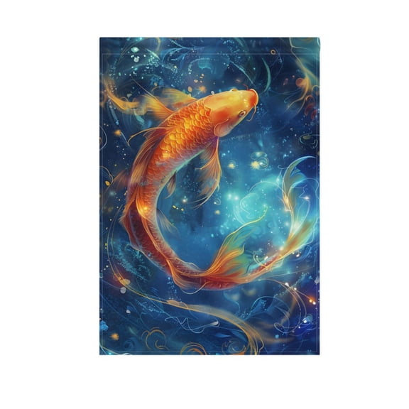 Koi Fish Swimming Garden Flag 12X18 Double Sided Yard Flags for Outside Outdoor All Seasonal Decoration
