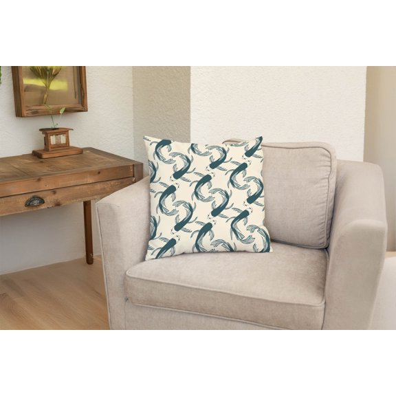 Koi Fish Swirl Decorative Throw Pillow