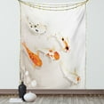 thumbnail image 1 of Koi Fish Tapestry, Traditional Asian Sacred Spotty Koi Figures Carps Oriental Sign of Love Zen, Wall Hanging for Bedroom Living Room Dorm Decor, 40W X 60L Inches, Orange Beige, by Ambesonne, 1 of 5