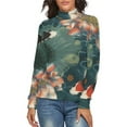 thumbnail image 1 of Koi Fish Vintage Lotus Women's Turtleneck Sweater Long Sleeve Ribbed Fitted Turtle Neck Casual Fall Winter Collection Top M, 1 of 4