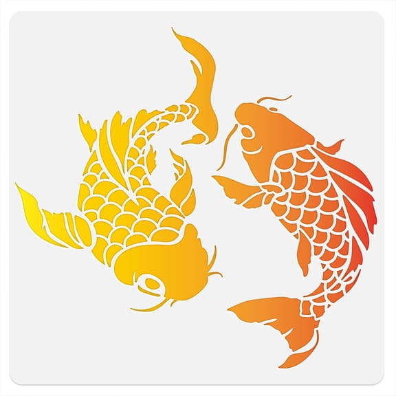 Koi Fish Wall Stencil Template 11.8 x 11.8 Inch Reusable Fish Stencil for Painting on Wood Wall Floor Fabric Furniture Fish DIY Home Decor