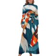 thumbnail image 1 of Koi Fish Watercolor Art Women's Long Dress Long Sleeves Dress Vintage Dresses Party Maxi Dress High Waist Dress, 1 of 4