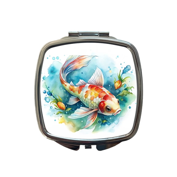 Koi Fish Watercolor Travel Makeup Handbag Purse Small Pocket Compact Mirror