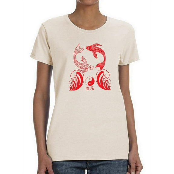Koi Fish Ying And Yang T-Shirt Women -Smartprints Designs, Female Small