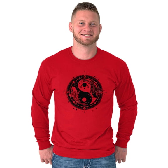 Koi Fish Ying Yang Balance Symbolic Long Sleeve TShirt Men Women Brisco Brands S