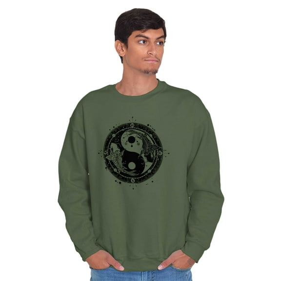 Koi Fish Ying Yang Balance Symbolic Sweatshirt for Men or Women Brisco Brands L