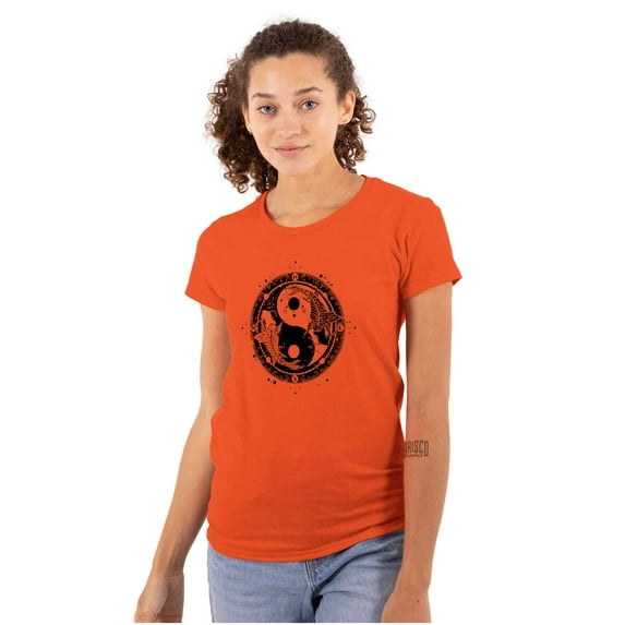 Koi Fish Ying Yang Balance Symbolic Womens Fitted Plus Size Graphic Tee Brisco Brands 2X