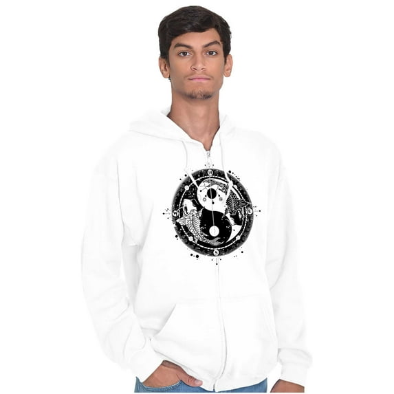 Koi Fish Ying Yang Balance Symbolic Zip Up Hoodie Men's Women's Brisco Brands X
