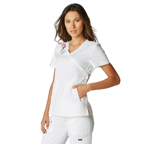 Koi Lite Women's Philosophy 316 Side Zipper Scrub Top-White-2XL