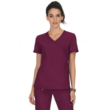 Koi Lite Women's Philosophy 316 Side Zipper Scrub Top-Wine-Large