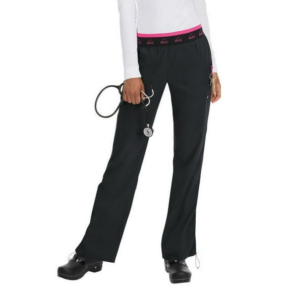 Koi Lite Womens 720 Logo Elastic Waistband Pant-Black-L Petite