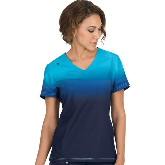 Koi Lite Womens Reform Ombre Top-Electric Blue/navy-X-Large