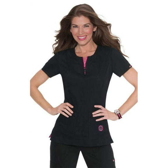 Koi Lite Womens Serenity 317 Round Neck Scrub Top-Black-Medium