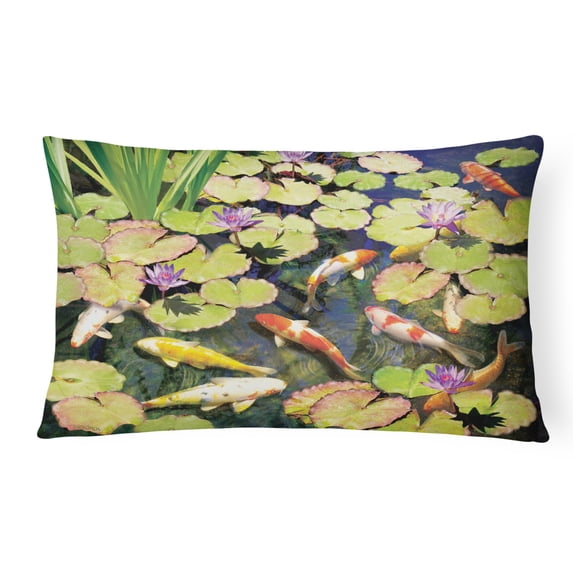 Koi Pond IV Canvas Fabric Decorative Pillow