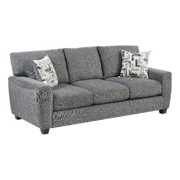 Koi Sofa with 2 Pillows- Reversible Cushions- Gray Chenille- 89 Inch