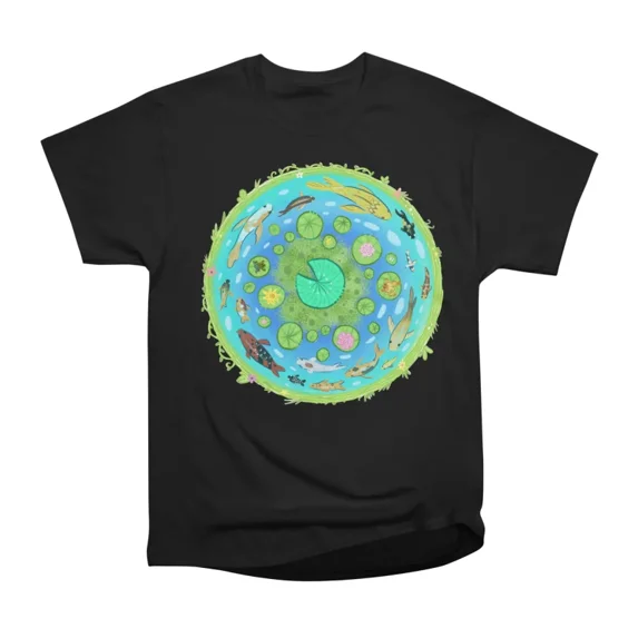 Koi and Goldfish Circular Pond T-Shirt Tee Gift For Him Merch For Her Apparel For Friend