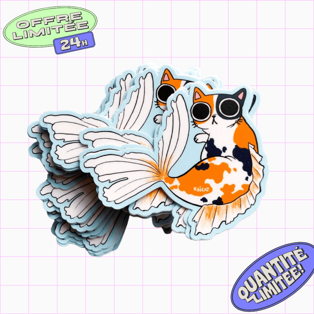 KoiCat Sticker | Cute Cat Design | Weatherproof Vinyl Sticker for ...